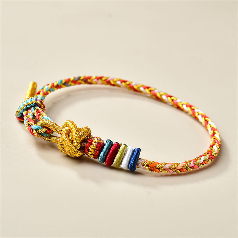 KarmaRipple's Handcrafted Colorful Gold Balancing Braid Rope Bracelet p3