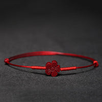 KarmaRipple's Handmade Plum Blossom Four Leaf Clover PiXiu Lotus Koi Fish Cinnabar Blessing Braid Bracelet