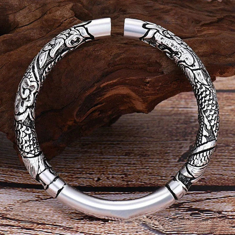 KarmaRipple's Dragon Auspicious Clouds Fortune Protection Bracelet Adjustable Bangle p2
