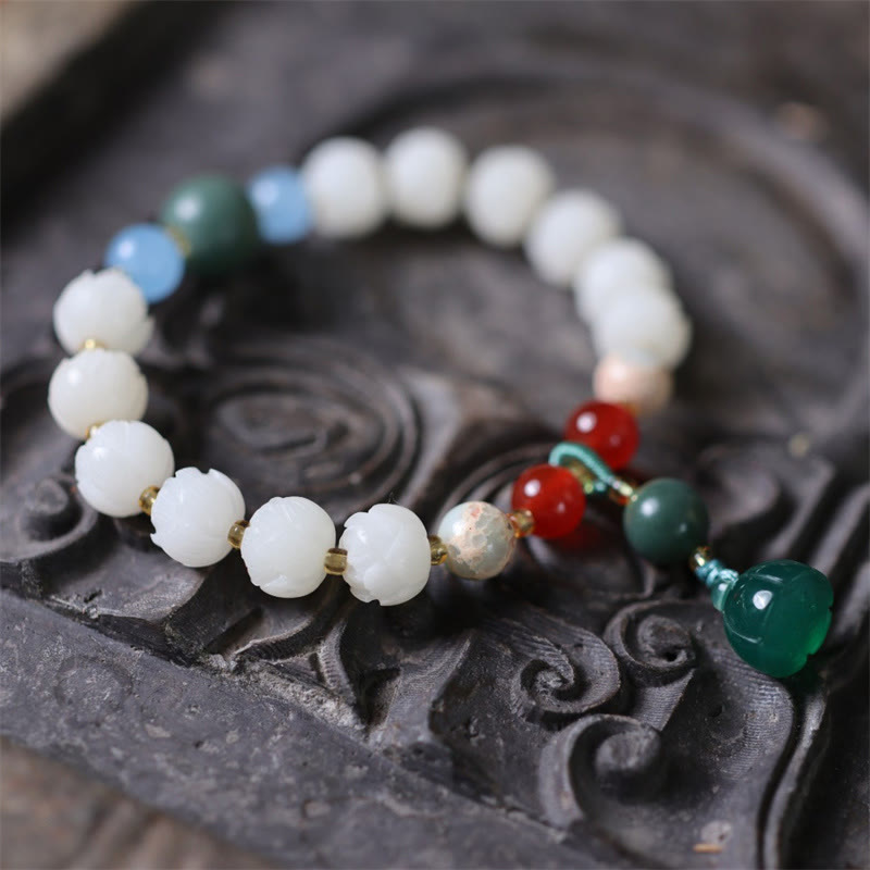 KarmaRipple's Bodhi Seed Lotus Bead Carved Peace Balance Bracelet p4