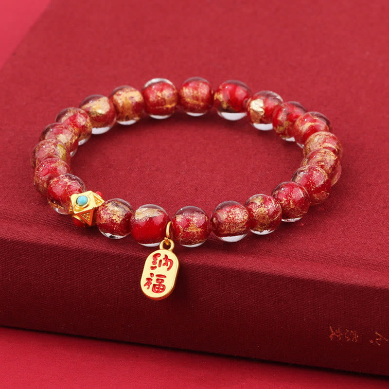 KarmaRipple's Tibetan Incense Ash Liuli Glass Bead Fortunate Fortune Fu Character Talisman Bracelet p14