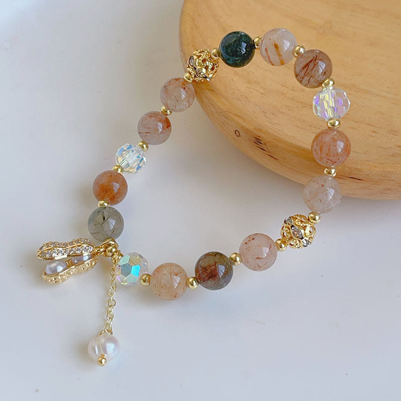 KarmaRipple's Sun Stone Colorful Rutilated Quartz Wealth Peanut Talisman Bracelet p4