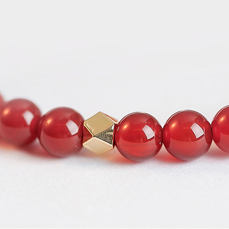 KarmaRipple's Authentic Red Agate Endless Weave Four Leaf Clover Star Confidence String Bracelet p10