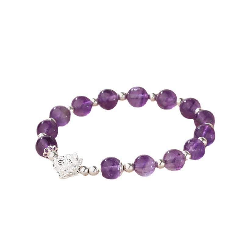 KarmaRipple's 925 Sterling Silver Authentic Amethyst Lotus Spiritual Bracelet p6