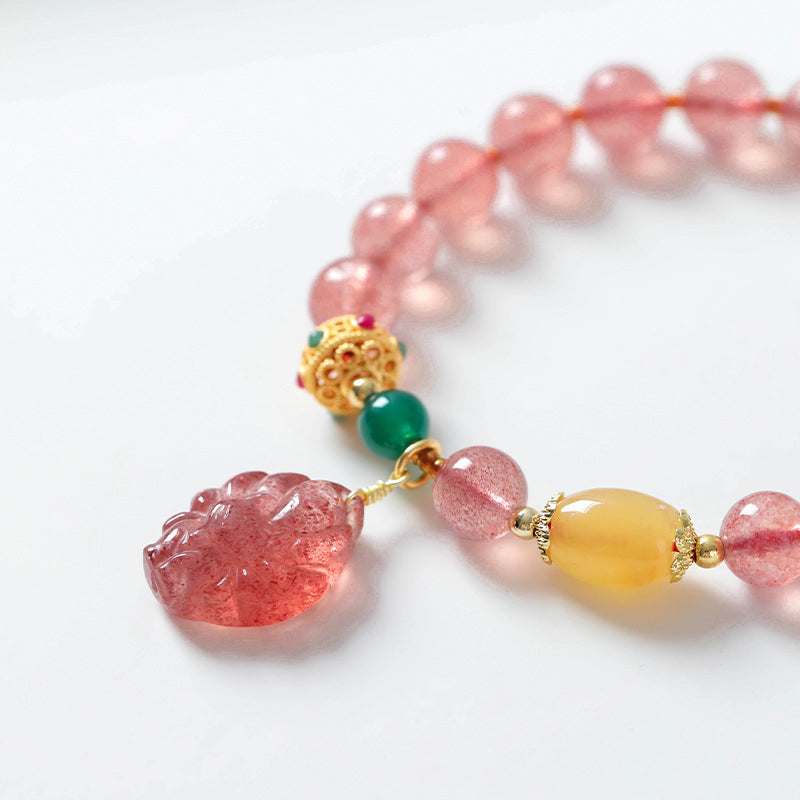 KarmaRipple's Authentic Strawberry Quartz Nine Tailed Fox Balancing Bracelet p8