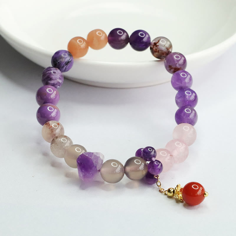 KarmaRipple's Authentic Amethyst Gemstone Inner Peace Balancing Bead Talisman Bracelet p1