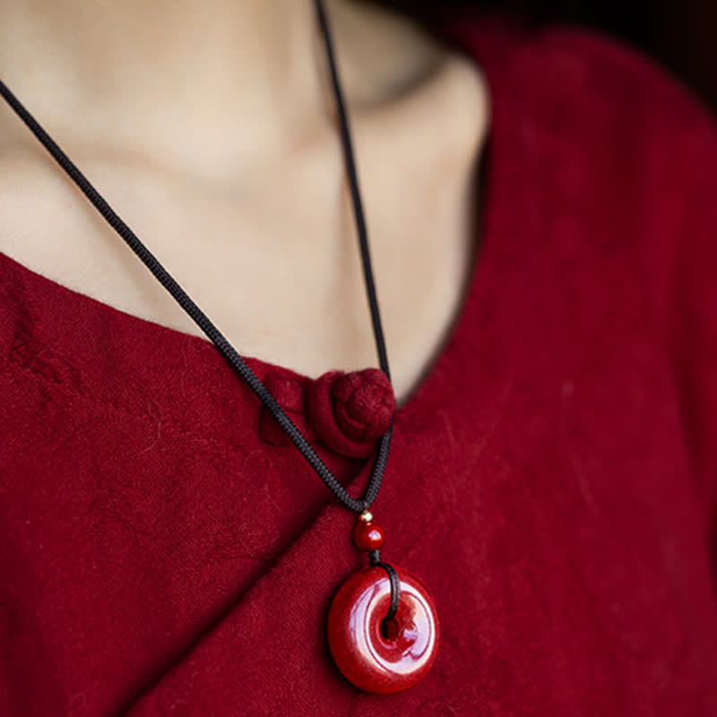 KarmaRipple's Cinnabar Peace Buckle Calm Blessing Pendant Necklace p5