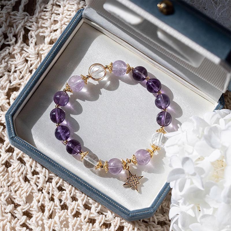 KarmaRipple's Authentic Amethyst Inner Peace Balancing Star Talisman Bracelet p2