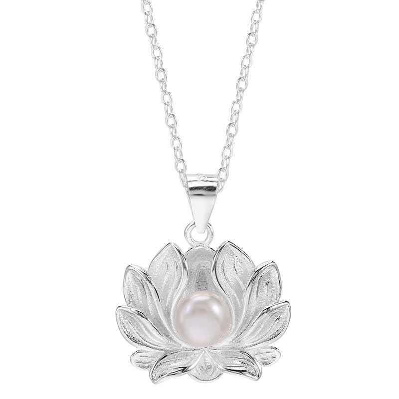 KarmaRipple's 925 Sterling Silver Lotus Flower Pearl Wealth Pendant Necklace p10