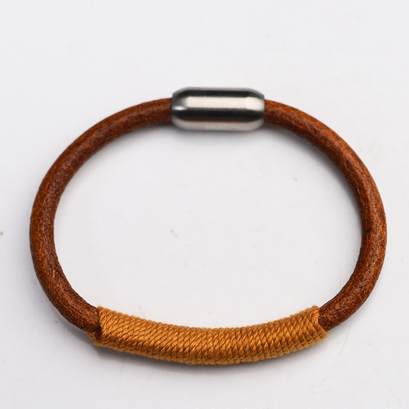 KarmaRipple's Tibetan Leather Handmade Five Elements Fortune Braid String Buckle Bracelet p13