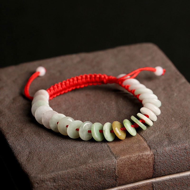 KarmaRipple's Authentic Round Jade Fortune Red String Protection Bracelet p1