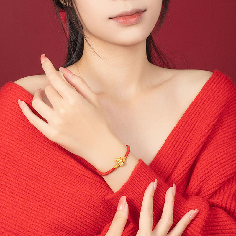 KarmaRipple's 999 Sterling Silver Year of the Dragon Bronze Coin Fortune Dragon Fu Character Fortune Handcrafted Red String Woven Bracelet p19