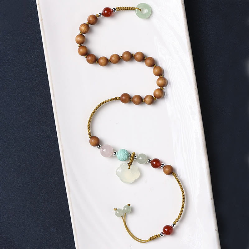 KarmaRipple's Green Sandalwood Chalcedony Peace Buckle Talisman Soothing Double Wrap Bracelet p12