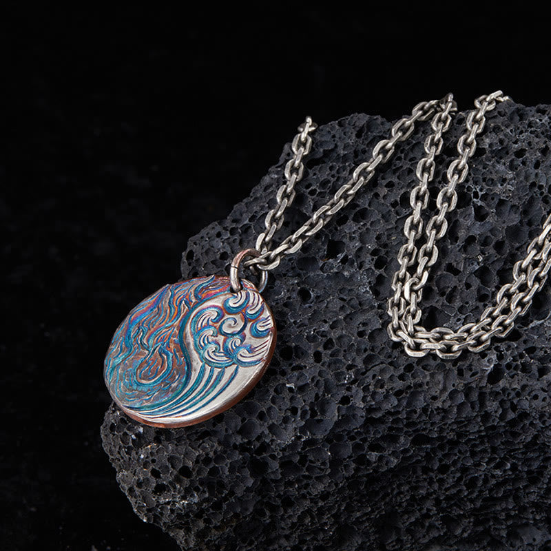KarmaRipple's 990 Sterling Silver Yin Yang Water and Fire Balance Pendant Necklace p3
