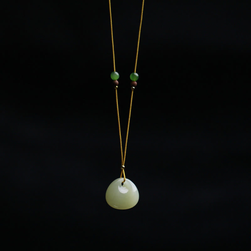 KarmaRipple's Authentic Hetian Jade Small Bag Pattern Prosperity String Pendant Necklace p13