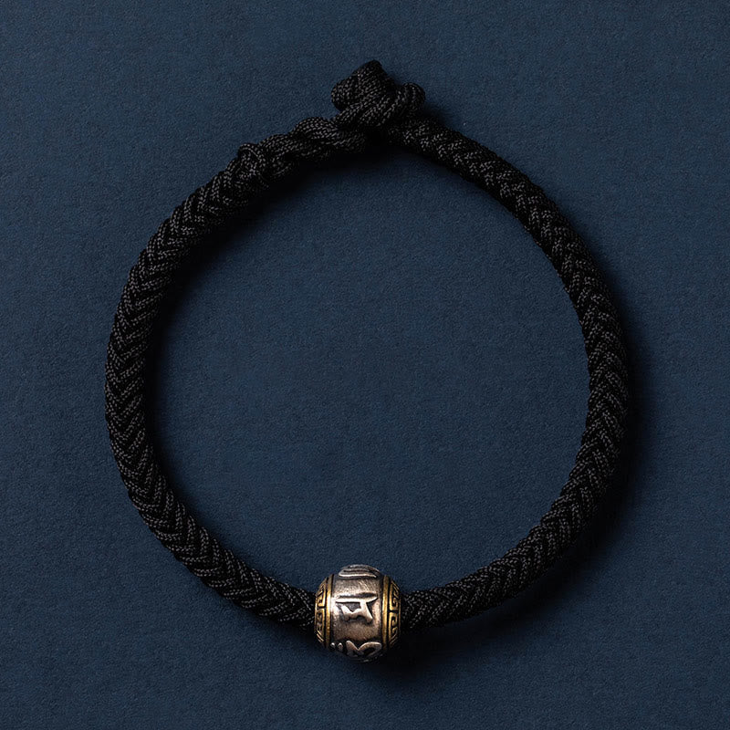 KarmaRipple's 925 Sterling Silver Tibet Handmade Om Mani Padme Hum Fortune Protection King Kong Weave Woven Bracelet p49