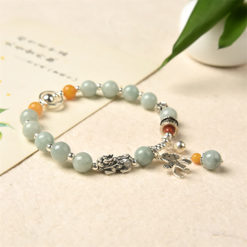 KarmaRipple's 925 Sterling Silver Authentic Jade Amber PiXiu Pony Success Bracelet p5