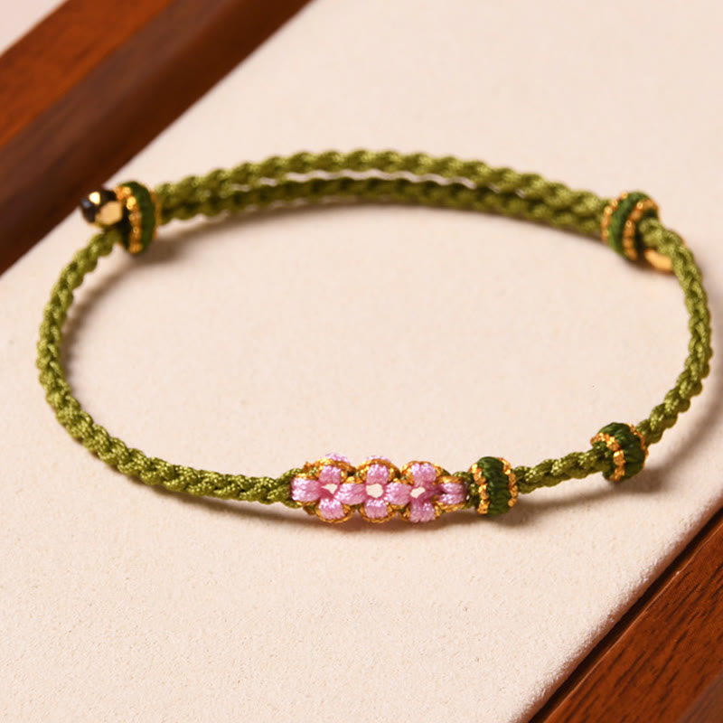 KarmaRipple's Handmade Peach Blossom Protection Woven Rope Bracelet p16