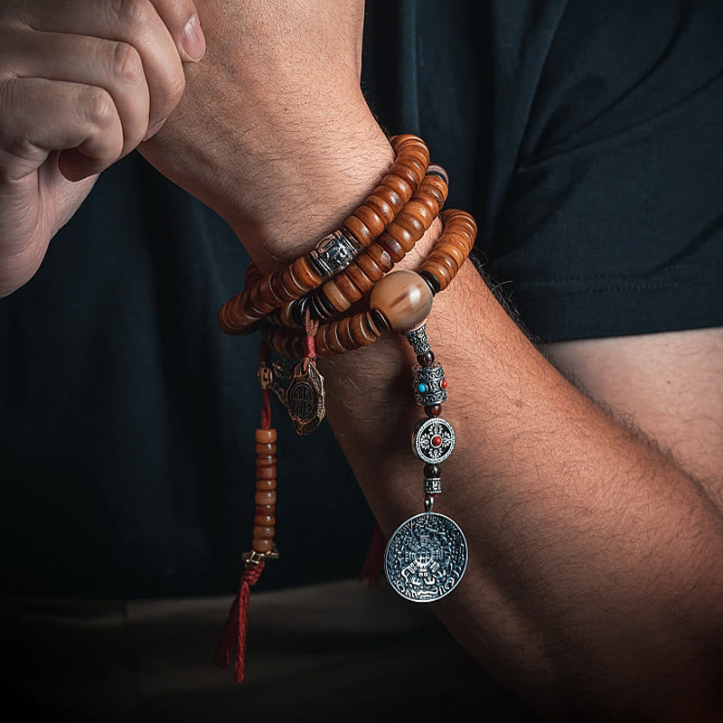 KarmaRipple's Tibetan 108 Mala Beadwork Yak Bone Dzi Bead Nine Palaces Eight Diagrams Talisman Strength Bracelet p6