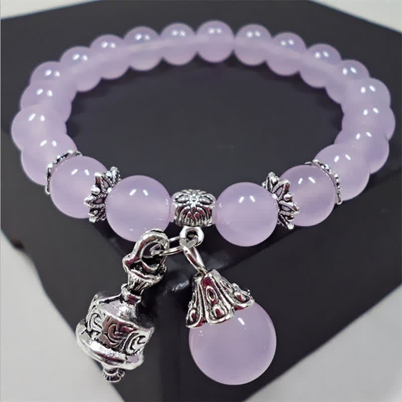 KarmaRipple's Vintage Gemstone Chalcedony Stone Energy Beaded Bell Talisman Bracelet p16