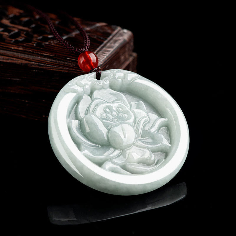 KarmaRipple's Authentic Jade Lotus Flower Carved Prosperity Pendant Necklace p3