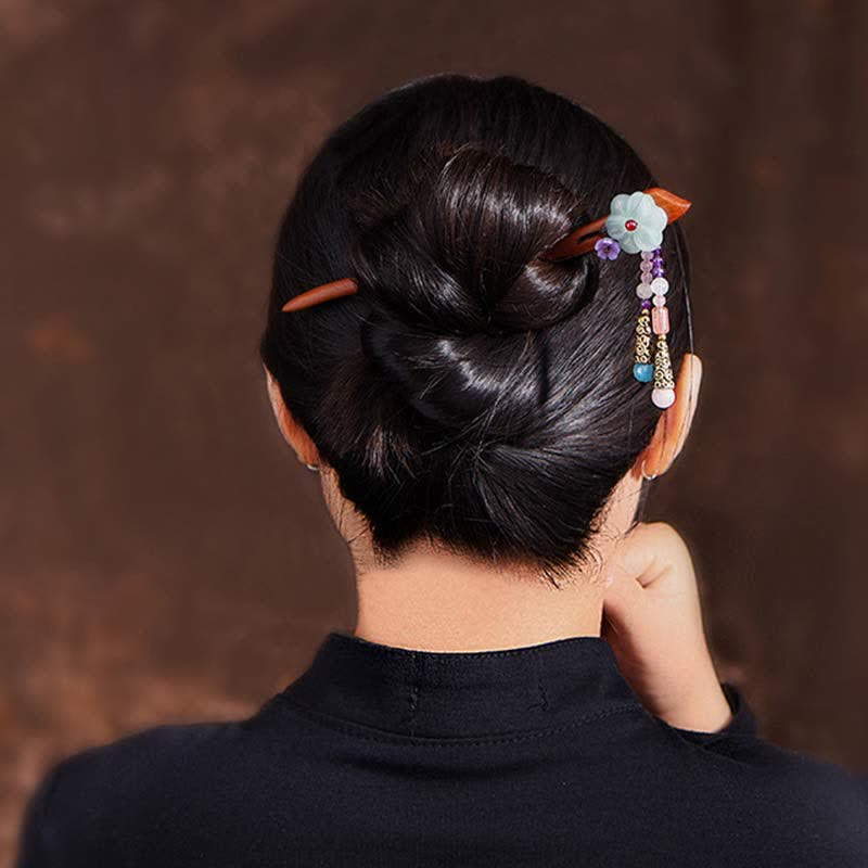 KarmaRipple's Red Sandalwood Amethyst Aventurine Protection Hairpin Decoration p5