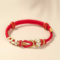 KarmaRipple's Handmade Peach Blossom Weave Eight Thread Peace Weave Fortune Protection Bracelet