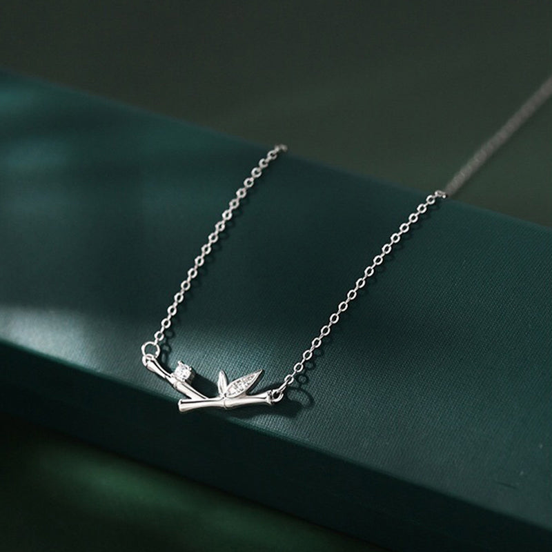 KarmaRipple's Bamboo Leaf Design Bronze Zircon Wealth Pendant Necklace p4