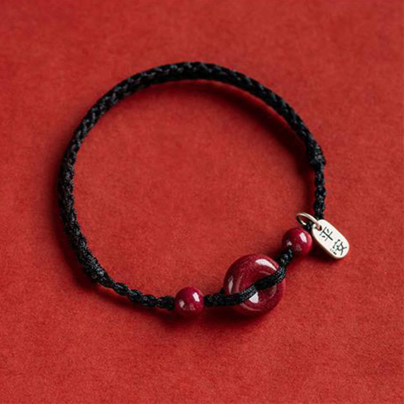 KarmaRipple's Handmade Cinnabar Peace Buckle Safe and Healthy Talisman Blessing String Bracelet Anklet p30