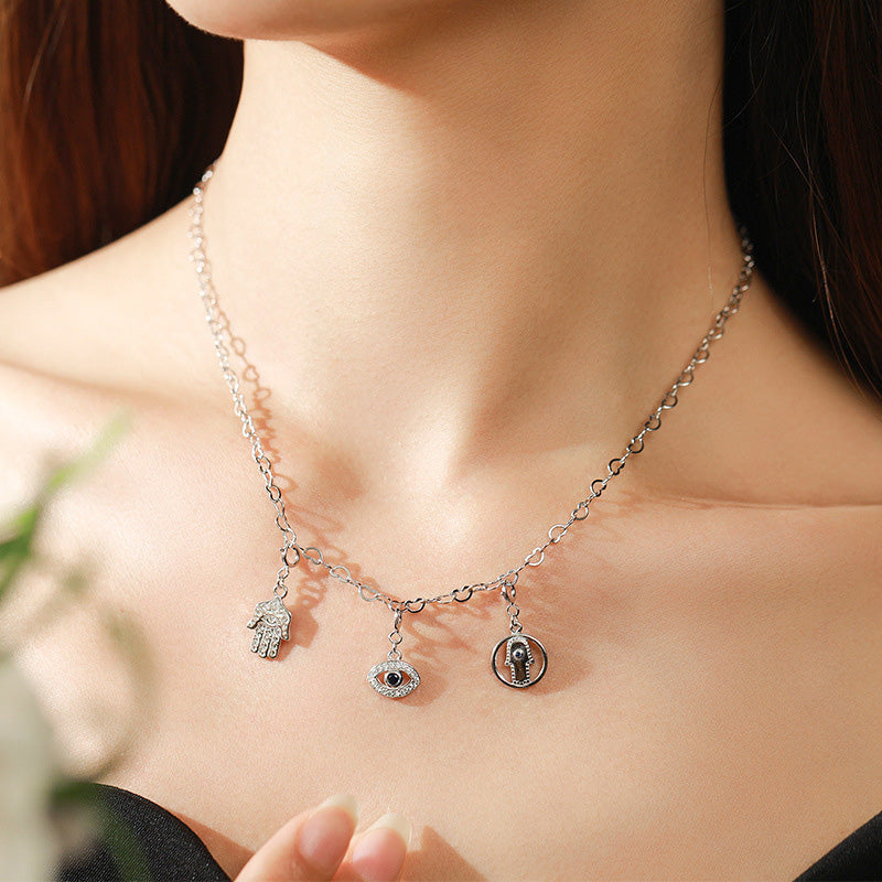 KarmaRipple's 925 Sterling Silver Evil Eye Hamsa Symbol Prosperity Fortune Chain Pendant Necklace p11
