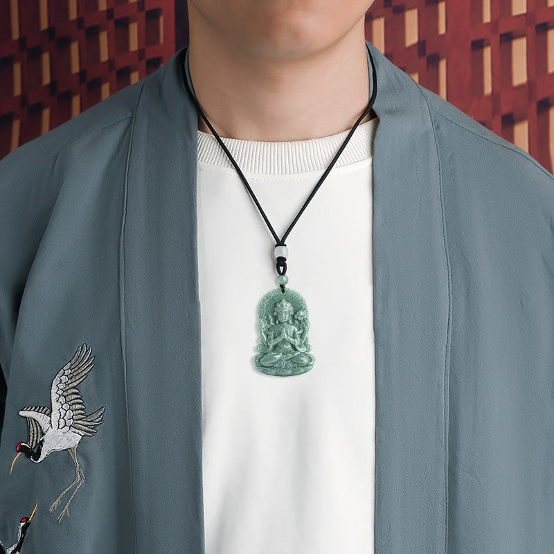 KarmaRipple's Four-armed Avalokitesvara Authentic Jade Amulet Blessing String Pendant p3