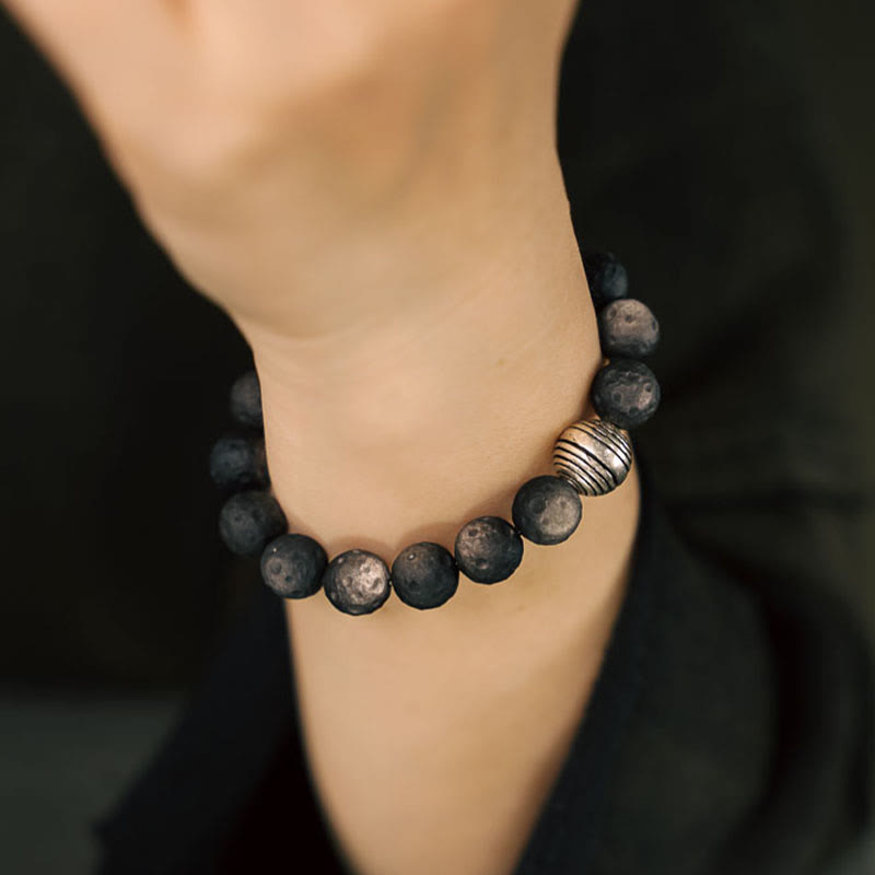 KarmaRipple's Authentic Silver Sheen Obsidian Lunar Meteorite Protection Bracelet p7