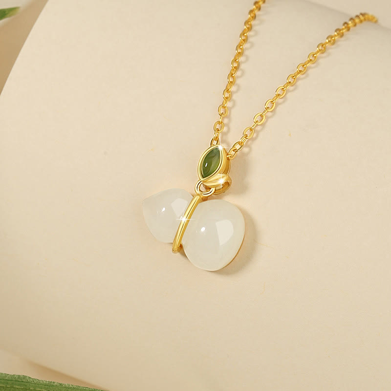 KarmaRipple's 925 Sterling Silver Hetian Jade Gourd Abundance Pendant Necklace p3