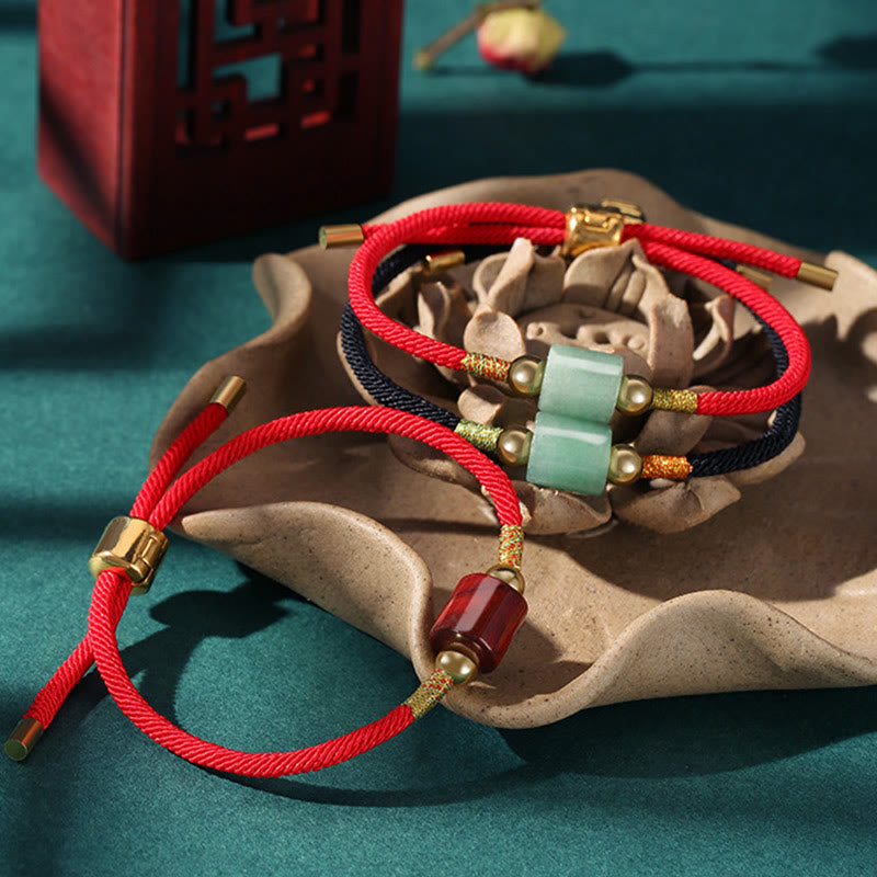 KarmaRipple's Tibet Handmade Green Aventurine Red Stone Malachite Fortune Protection Woven Rope Bracelet p17