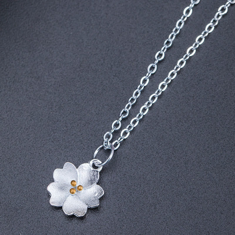KarmaRipple's 925 Sterling Silver Cherry Blossom Flower Blessing Pendant Necklace p8