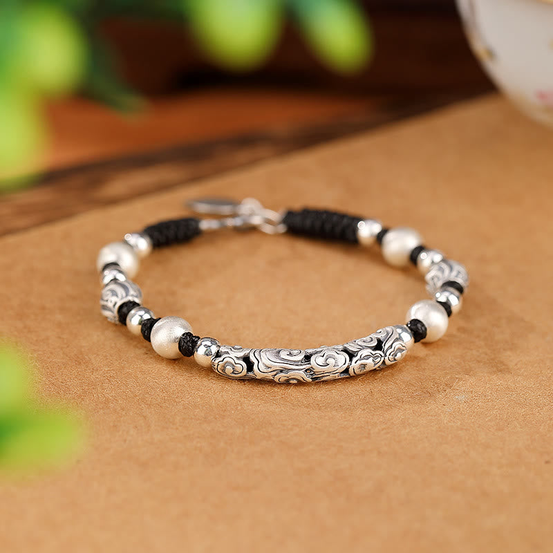 KarmaRipple's Tibet Handmade Bronze 999 Sterling Silver Auspicious Cloud Wealth String Bracelet p1