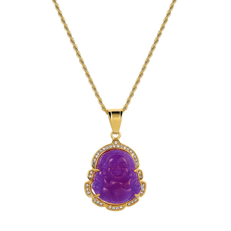 KarmaRipple's 18K Gold Filled Laughing Buddha Jade Fortune Pendant Chain Necklace p9
