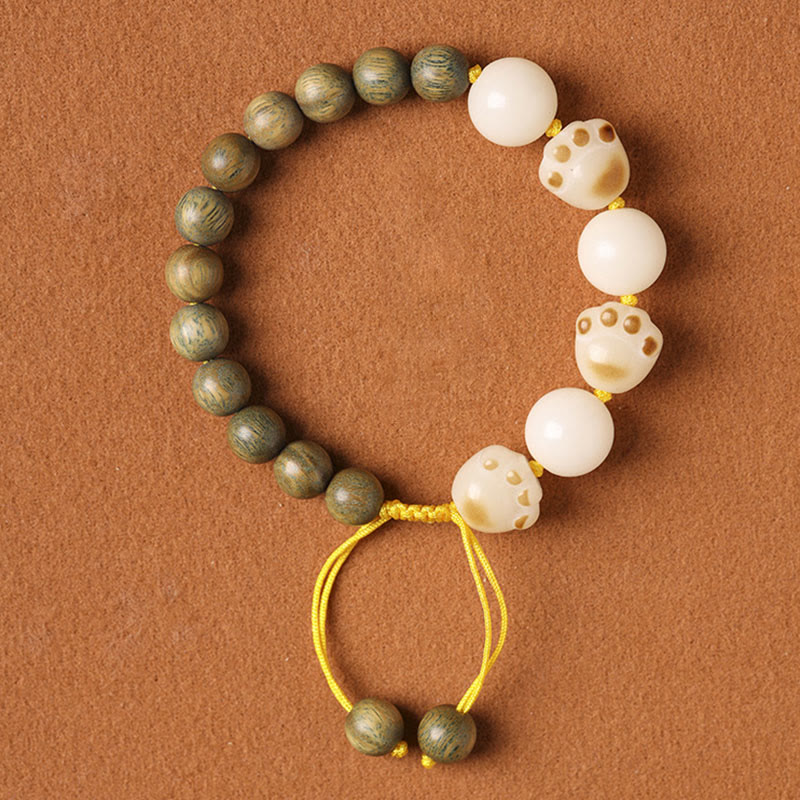KarmaRipple's Authentic Green Sandalwood Bodhi Seed Cat Paw Claw Cure Bracelet p1