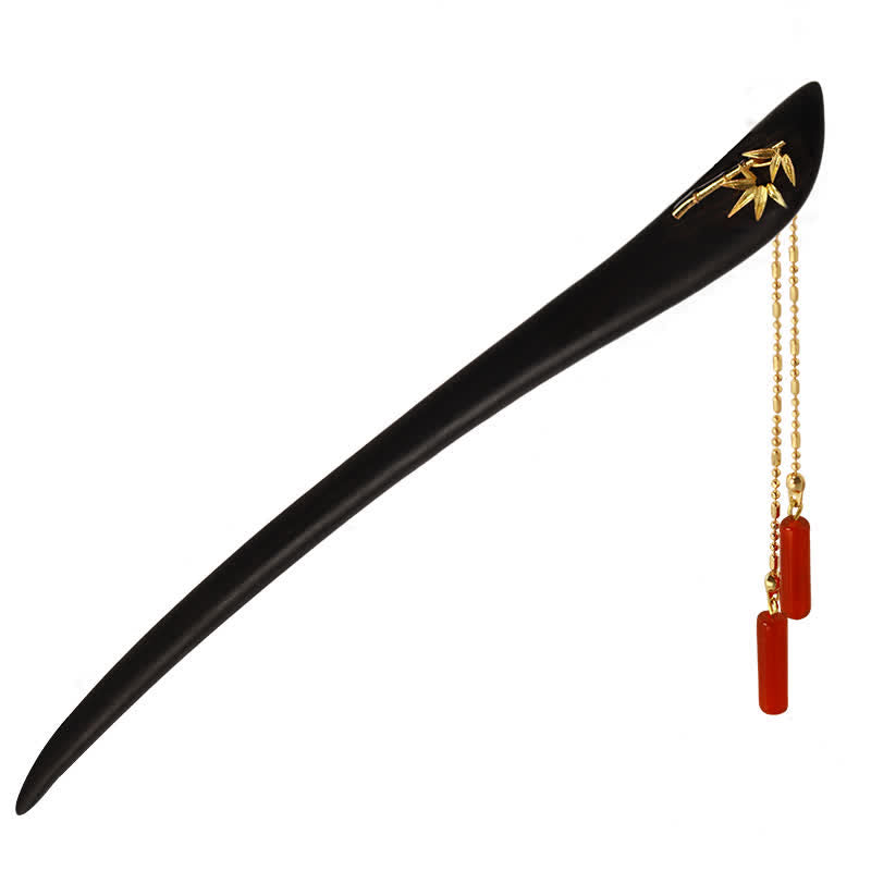 KarmaRipple's Red Agate Ebony Wood Confidence Tassel Hairpin p8