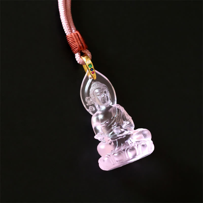 KarmaRipple's Blue Tathagata Buddha Medicine Buddha Liuli Gemstone Serenity Amulet Pendant Necklace p22