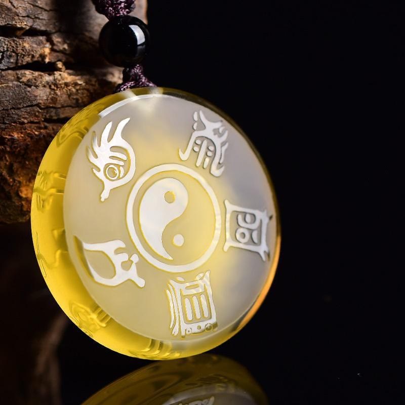 KarmaRipple's Taoism Five Sacred Mountains Yin Yang Symbol Liuli Gemstone Balance Pendant Necklace Key Chain p2
