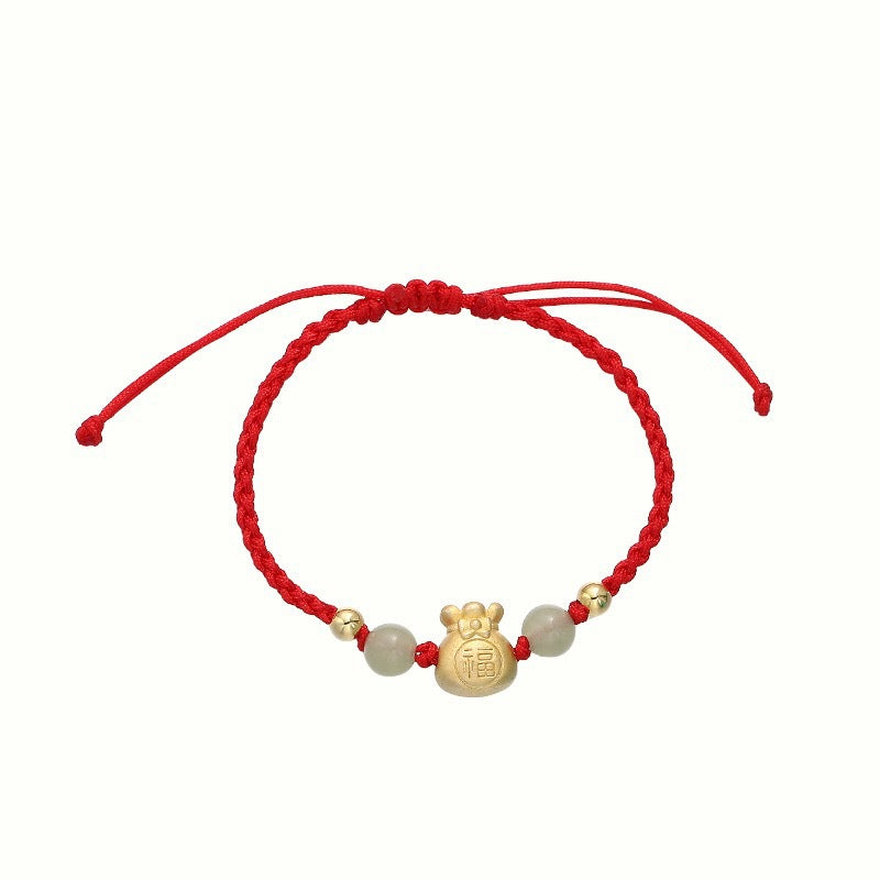 KarmaRipple's Fortunate Money Bag Fu Character Jade Bead Fortune Woven Bracelet p4