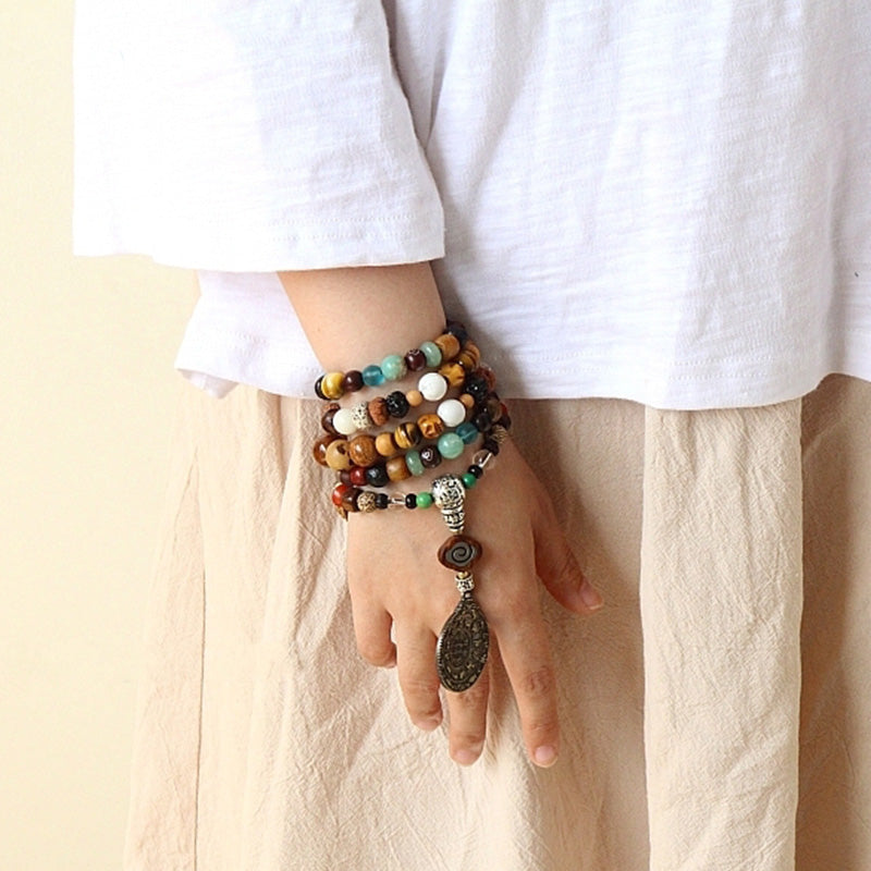 KarmaRipple's Tibet 108 Mala Beadwork Nine Palaces Bagua Bodhi Seed Yak Bone Vajra Balance Bracelet p3