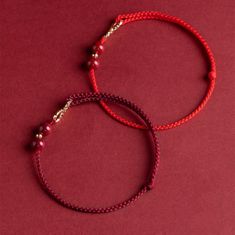 KarmaRipple's Cinnabar Blessing Red String 14K Gold Infinity Symbol Bracelet Anklet p11