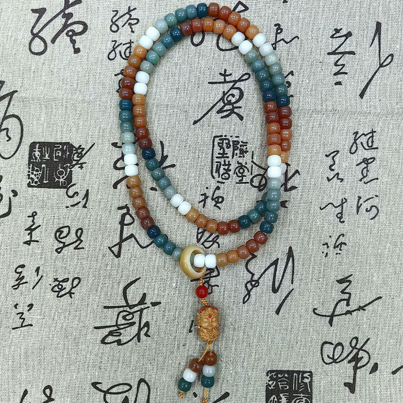 KarmaRipple's 108 Mala Beadwork Gradient Bodhi Seed Green Tara Buddha Engraved Peace Balance Bracelet p12