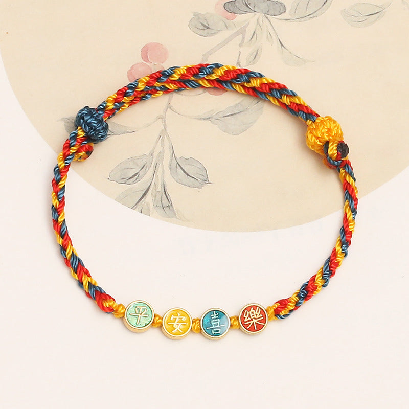 KarmaRipple's Handmade Dunhuang Color Thread Peace And Joy Protection Braid String Bracelet p7