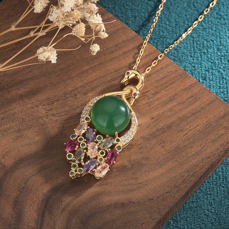 KarmaRipple's Cyan Jade Success Pendant Chain Necklace p3