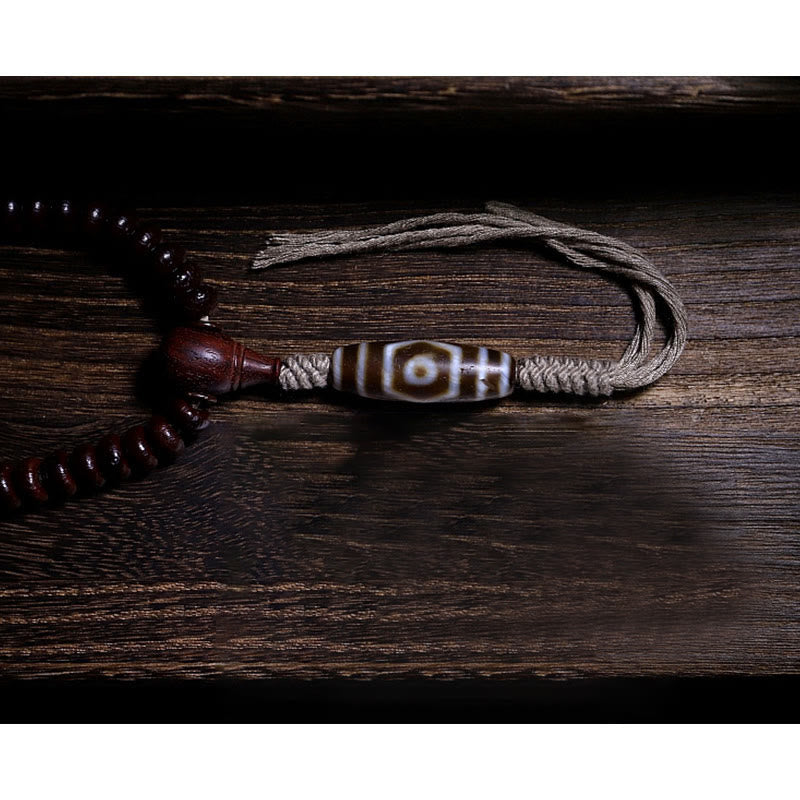 KarmaRipple's Authentic Tibet 108 Mala Beadwork Purple Bodhi Seed Three-eyed Dzi Bead Bronze Dorje Balance Bracelet p15