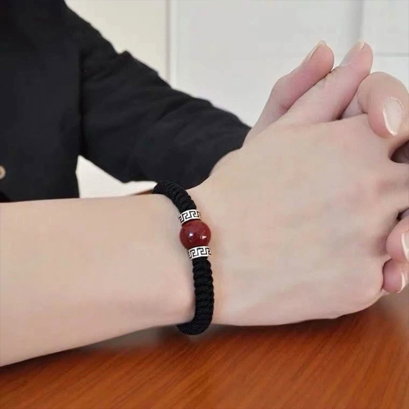 KarmaRipple's 925 Sterling Silver Authentic Cinnabar Bead Calm Handmade Woven String Bracelet p13