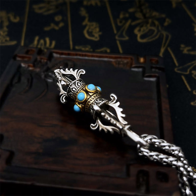 KarmaRipple's Tibet Vajra Dorje Pattern Bronze Fortune Wealth Metal Pendant Necklace p5